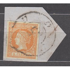 Matasellos y marcas de 4 cuartos Rueda de carreta 1860 Edifil 52 nº 57 Talavera