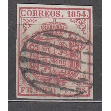 España Clásicos 1854 Edifil 33Ap Usado - Papel azulado fino