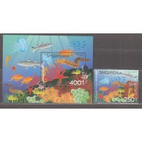 Albania Correo 2024 ** Mnh Europa 2024 Fauna y Flora Marina  1 valor+Hojita