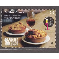 España II Centenario Correo 2026 ** Mnh Capital de la Gastronomia Jerez de la Frontera