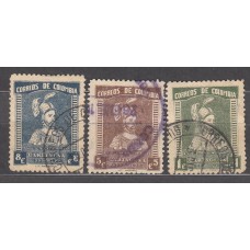 Colombia Correo 1933 Yvert 270/72 usado