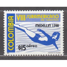 Colombia - Aereo 1981 Yvert 670 ** Mnh Campeonatos de Natación - Deportes