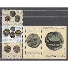 Albania Correo 1999 Yvert 2457/59+Hoja 99 ** Mnh Numismatica