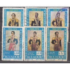 Ecuador Correo 1972 Yvert 880/85 usado Batalla de Pichincha