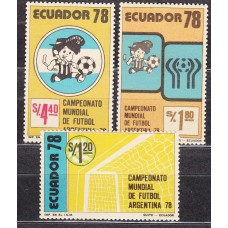 Ecuador Correo 1978 Yvert 977/79 ** Mnh Copa del Mundo de Fútbol - Deportes