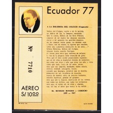 Ecuador - Hojas Yvert 36 ** Mnh Personaje