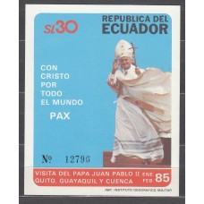 Ecuador - Hojas Yvert 64 ** Mnh Visita Juan Pablo II a Ecuador