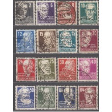 Alemania Oriental Correo 1948 Yvert 32/47 usado Personajes