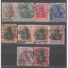 Alemania Imperio Correo 1915 Yvert 82A/91A usado