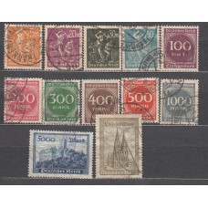 Alemania Imperio Correo 1923 Yvert 239/50 usado