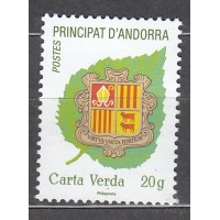 Andorra Francesa Correo 2025 Yvert 920 ** Mnh Básica letra Verde Escudo