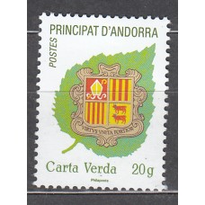 Andorra Francesa Correo 2025 Yvert 920 ** Mnh Básica letra Verde Escudo