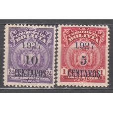 Bolivia Correo 1927 Yvert 140/41 ** Mnh 