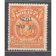 Bolivia Correo 1928 Yvert 160 Sobrecarga Invertida ** Mnh 
