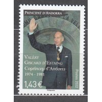Andorra Francesa Correo 2022 Yvert 871 ** Mnh Personaje Valery Giscard