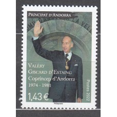 Andorra Francesa Correo 2022 Yvert 871 ** Mnh Personaje Valery Giscard