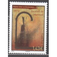 Andorra Francesa Correo 2022 Yvert 880 ** Mnh Incendio del Santuario de Meritxell