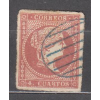 España Clásicos 1855 Edifil 48 Usado Matasello Parrilla azul