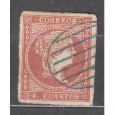 España Clásicos 1855 Edifil 48 Usado Matasello Parrilla azul