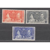 Malacca - Correo Yvert 220/22 * Mh Coronación de Jorge VI