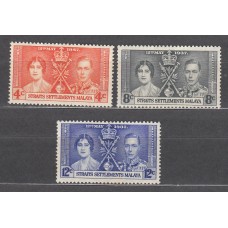 Malacca - Correo Yvert 220/22 * Mh Coronación de Jorge VI