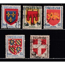 Francia - Correo 1949 Yvert 834/8 usado   Escudos
