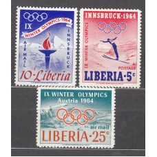 Liberia - Correo 1963 Yvert 391+A.144/5 usado  Olimpieadas de Insbruck