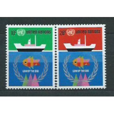 Naciones Unidas - Nueva York Correo 1974 Yvert 247/8 ** Mnh Barcos. Peces