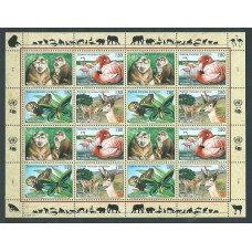 Naciones Unidas - Ginebra Correo 1998 Yvert 349/52 Hojitas ** Mnh Fauna