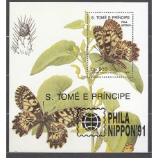 Santo Tomas y Principe - Hojas Yvert 111 ** Mnh   Fauna mariposa