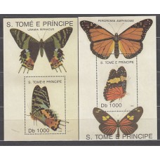 Santo Tomas y Principe - Hojas Yvert 118/9 ** Mnh  Fauna mariposas