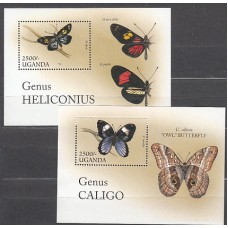 Uganda - Hojas Yvert 243/4 ** Mnh  Fauna mariposas