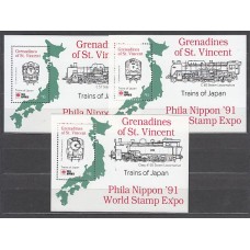 San Vicente-Grenadines - Hojas Yvert 48/50 ** Mnh  Trenes