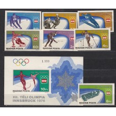 Hungria - Correo 1975 Yvert 2472/8+H.122 ** Mnh Olimpiadas de Insbruck