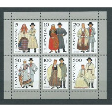 Letonia - Correo 1993 Yvert 315/20 Hojita ** Mnh Trajes Regionales