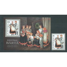 Letonia - Correo 1996 Yvert 388+H.6 ** Mnh Trajes Regionales