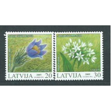 Letonia - Correo 2005 Yvert 602/3 ** Mnh Flores