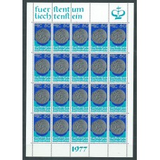 Liechtenstein - Correo 1977 Yvert 614/6 Pliego ** Mnh Numismatica