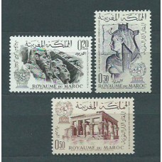 Marruecos Frances - Correo 1963 Yvert 461/3 ** Mnh  Monumentos de Nubia