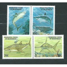 Micronesia - Correo 1989 Yvert 87/90 ** Mnh Fauna. Tiburones