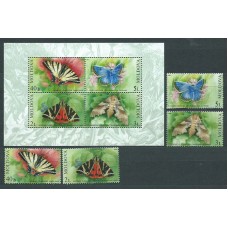 Moldavia - Correo Yvert 396/9+Hb 30 ** Mnh Fauna Mariposas