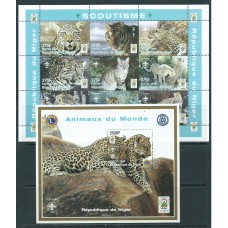 Niger - Correo 1998 Yvert 1070/8+Hb 88 ** Mnh  Fauna felinos