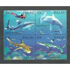 Palau - Correo 1993 Yvert 543/6 ** Mnh Fauna Marina. Tiburones