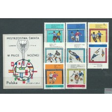 Polonia - Correo 1966 Yvert 1522/9+H.44 ** Mnh Fútbol