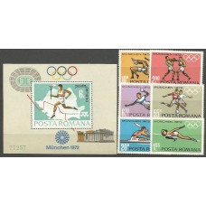Rumania - Correo 1972 Yvert 2688/93+H,94 ** Mnh Juegos Olimpicos de Munich