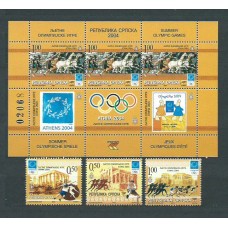 República Serbia (de Bosnia) - Correo Yvert 283/5+Hb 11 ** Mnh Olimpiadas de Atenas