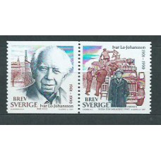 Suecia - Correo 2001 Yvert 2218/9 ** Mnh Ivar Lo-Johansson escritor