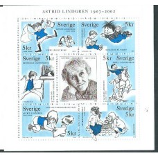 Suecia - Correo 2002 Yvert 2257/63 ** Mnh Astrid Lindgren escritora