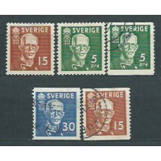 Suecia - Correo 1938 Yvert 254/6+254a/5a usado Gustavo V