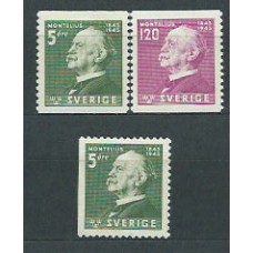 Suecia - Correo 1943 Yvert 303/4+303a * Mh Oscar Montelius arqueólogo